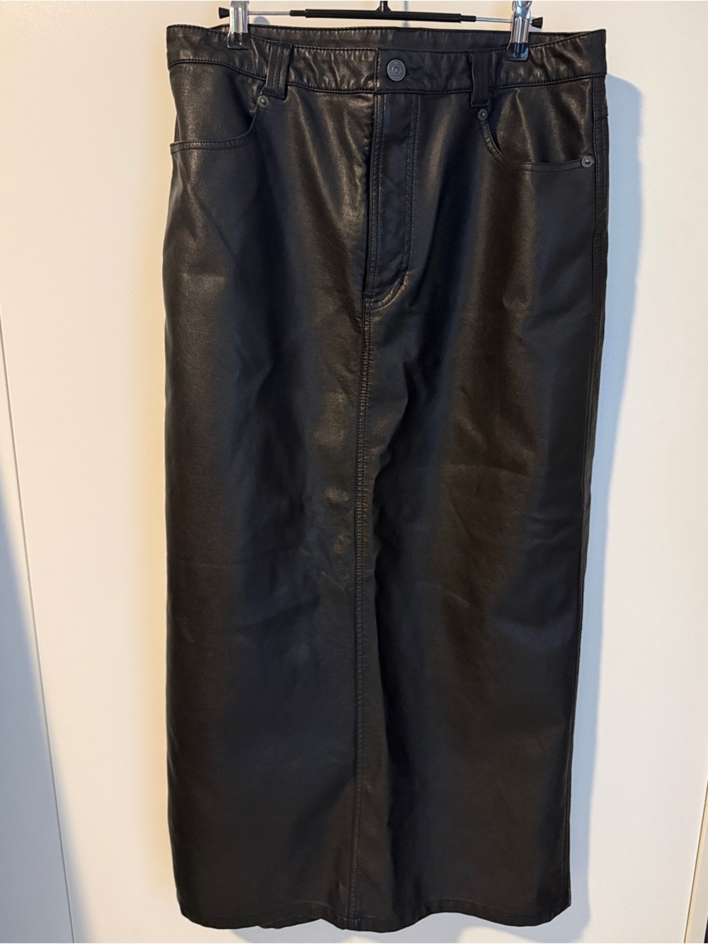 Free People Black Faux Leather Maxi Skirt